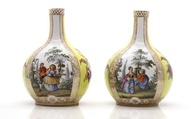 A pair of Dresden porcelain vases
