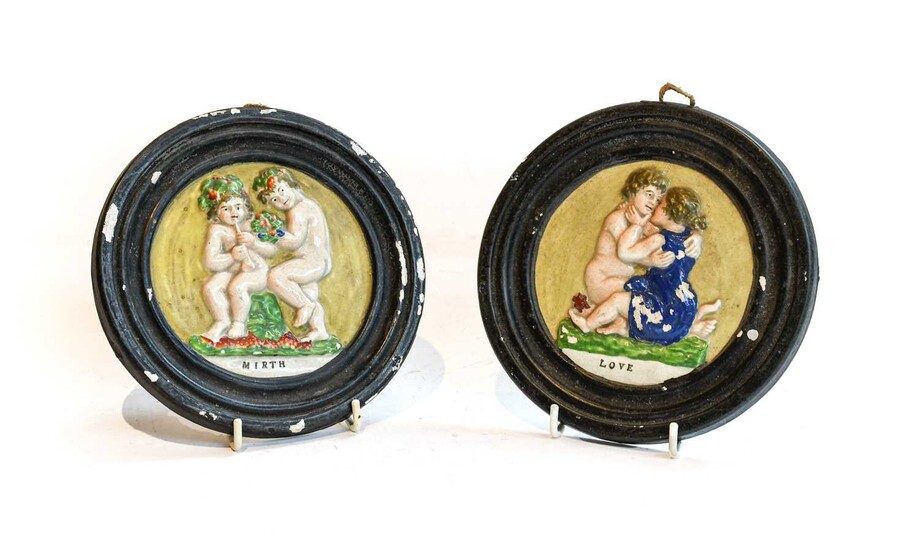 A pair of early 19th century pearlware press moulded...