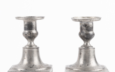 A pair of late Gustavian tin candlesticks, circa 1800.