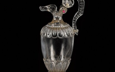 A rock-crystal ewer with jewelled and enamelled silver-gilt mounts, European, 19th century