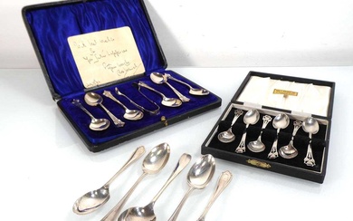 A set of six Edwardian silver teaspoons and a pair...