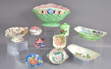 A set of ten Art Deco style Maling pottery items