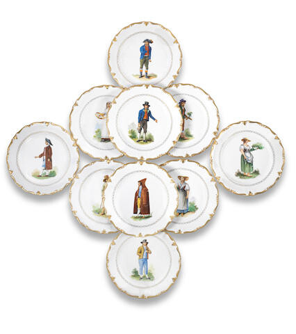 A set of ten Italian porcelain plates