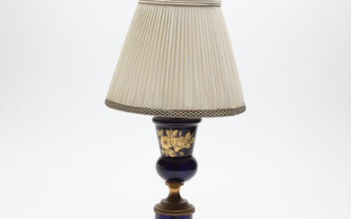 A table lamp, brass/glass, 20th century.