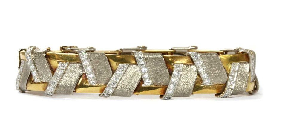 A two colour gold diamond bracelet