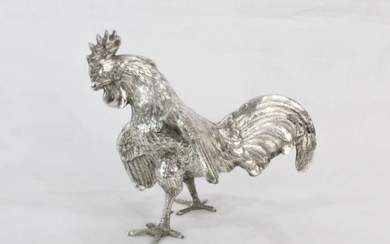 A very large solid silver cock bird 854gr - .925 silver - Spain - mid 20th century