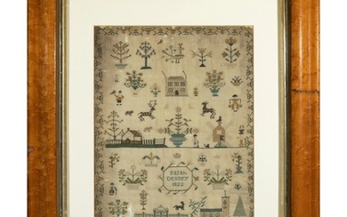 AN EARLY 19TH CENTURY CHILD’S SAMPLER, SIGNED SARAH DENNEY, ...