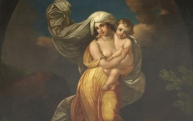 Achille Leonardi (1800-1870) - A classical female figure with a child in a mountainous landscape