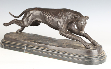 After James Osborne - a modern patinated cast bronze model of a greyhound, bearing pseudo signature