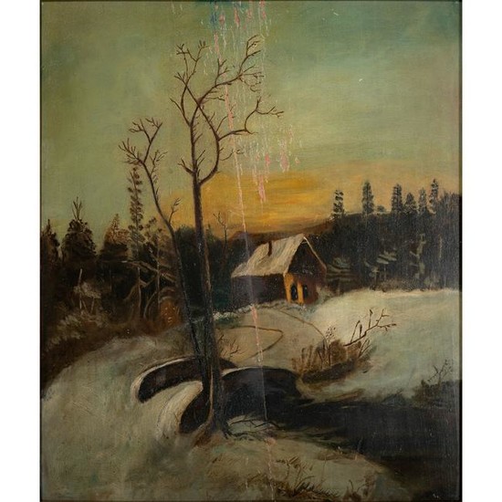 American School Winter Landscape, Signed W. Smith