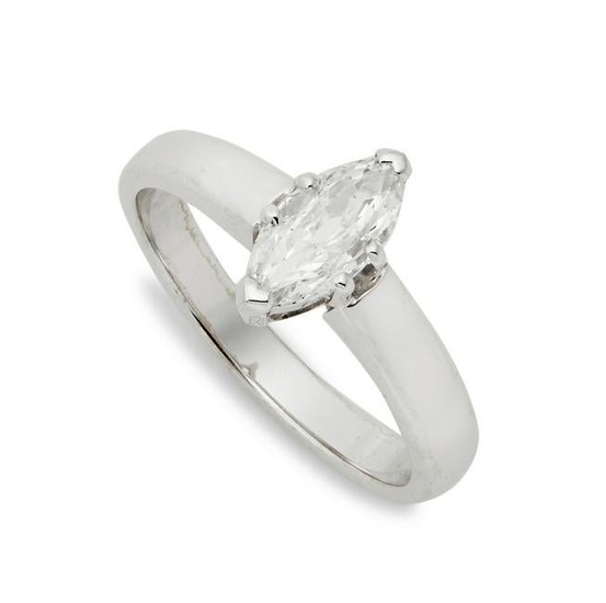 An 18ct white gold diamond single-stone ring.