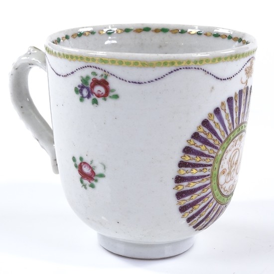 An 18th century Chinese export coffee cup, with painted and ...