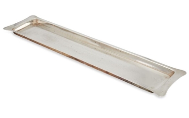 An Edwardian silver sandwich tray, London, c.1905, Hukin & Heath, of plain, rectangular form with elongated, rounded corners, 61.1cm long, approx. weight 29.3oz