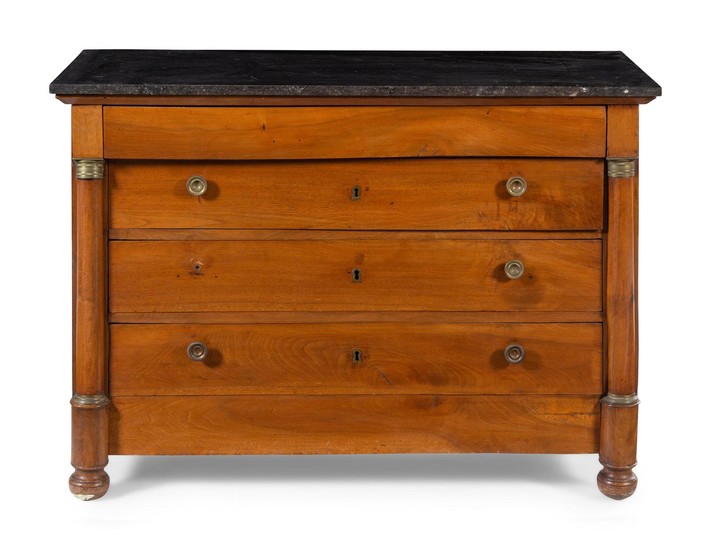 An Empire Style Mahogany Marble-Top Commode