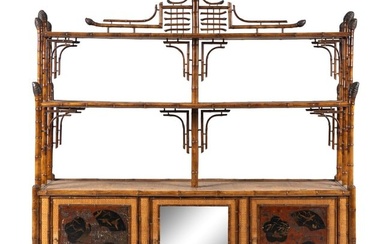 An English Bamboo and Lacquer Bookcase