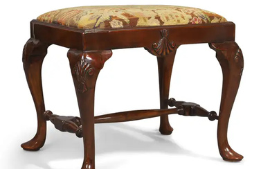 An English mahogany stool, of George II style, first quarter 20th century,...