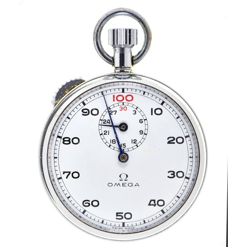 An Omega chromium plated stopwatch, 52mm, maker's box...