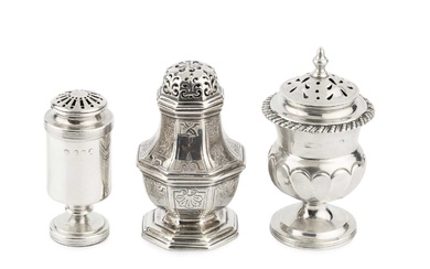 An early Victorian silver spice box, of octagonal baluster form...