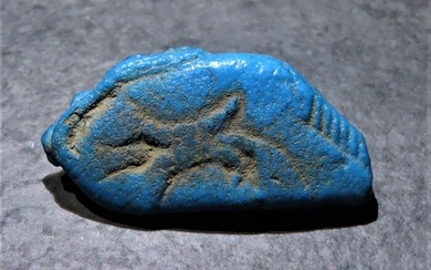 Ancient Egyptian Faience New Kingdom, Amarna period, Cow Amulet. 34 mm L. Very nice and rare.