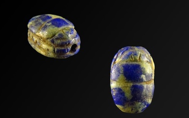 Ancient Egyptian Lapis Lazuli Naturalistic Heart Scarab - 1.2 cm (No Reserve Price)