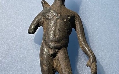 Ancient Roman Bronze Exquisite Statuette of a naked Apollo with a Quiver with a Balanced Proportions & Elegant Movements - (7.4 cm)