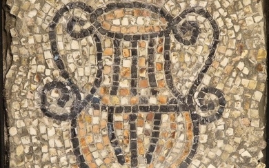 Ancient Roman Stone Mosaic Panel with Amphora