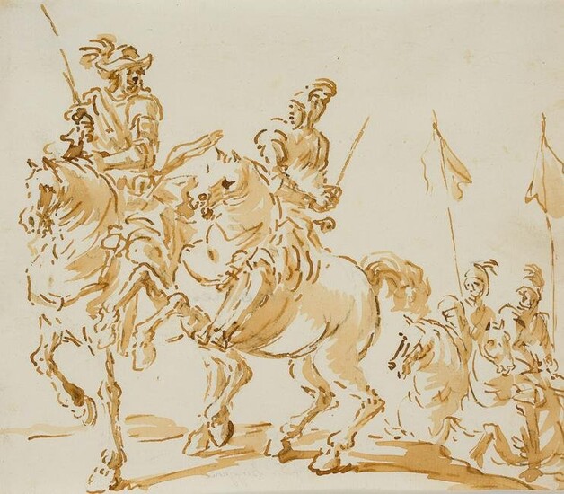Anonymous (18th), Four Mounted, around 1750, Indian ink