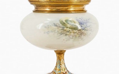 Antique French Champleve And Porcelain Urn