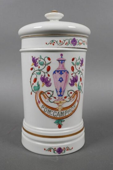 Antique French Porcelain Apothecary Lidded Jar