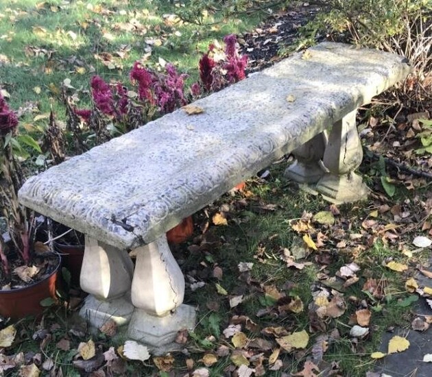 Antique Garden or Outdoor Bench w Balustrade Form