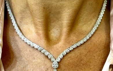 Art Deco Platinum GIA Certified Pink Sapphire & Diamond Necklace
