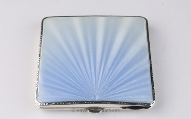 Art Deco Sterling Blue Guilloche Compact Case