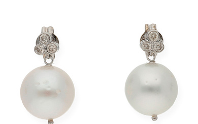 Australian pearl and diamond earrings