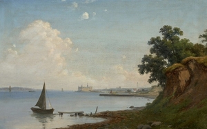 Axel SCHOVELIN Copenhague, 1827 - Frederiksberg, 1893 La côte d'Helleboeck vue du château de Kronborg