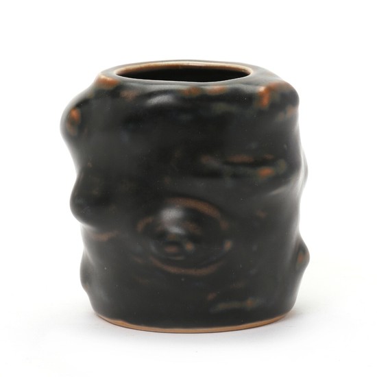Axel Salto: Stoneware vase modelled in budded style. Decorated with Dilou glaze. Signed Salto, 21474. H. 9 cm.