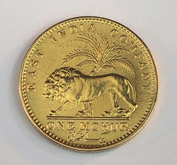 BRITISH EAST INDIA COMPANY, GOLD ONE MOHUR COIN DATED 1841 ,...