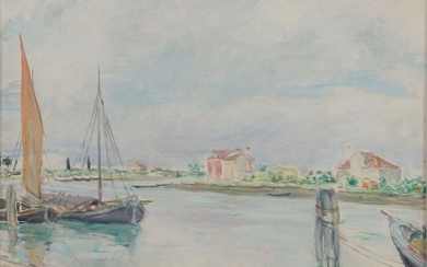 Barche a Mazzorbo, 1951, EUGENIO DA VENEZIA © (Venezia 1900 - 1992)