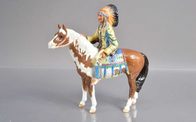 Beswick figure of a native American chief riding a skewbald horse