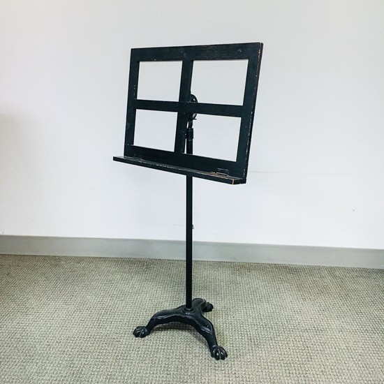 Black-painted Wood and Cast Iron Music Stand
