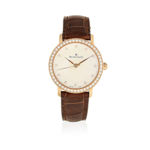 Blancpain. A lady's 18K rose gold and diamond set automatic wristwatch