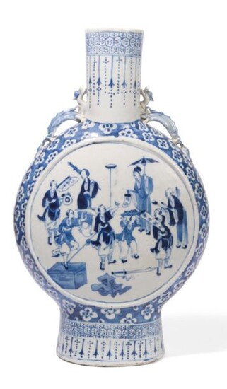 Blue porcelain vase on a white background decorated...
