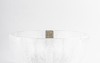 Bol en cristal Lalique avec décoration d'épis de maïs France années 1960 h 9 cm,...