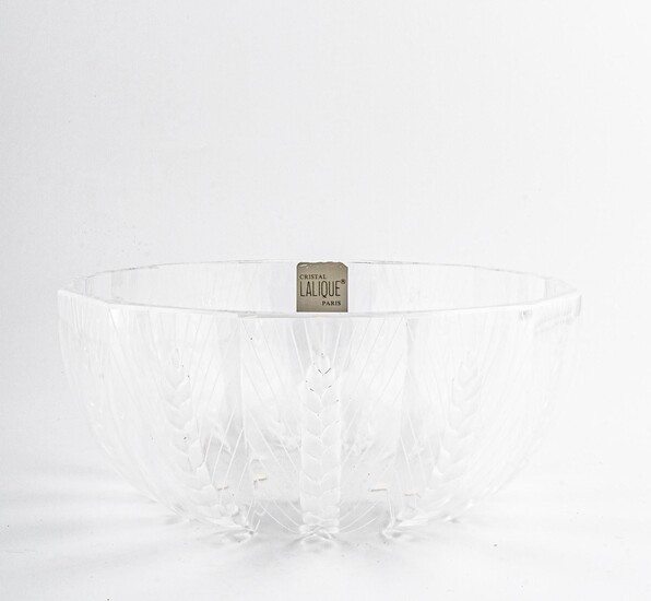 Bol en cristal Lalique avec décoration d'épis de maïs France années 1960 h 9 cm,...