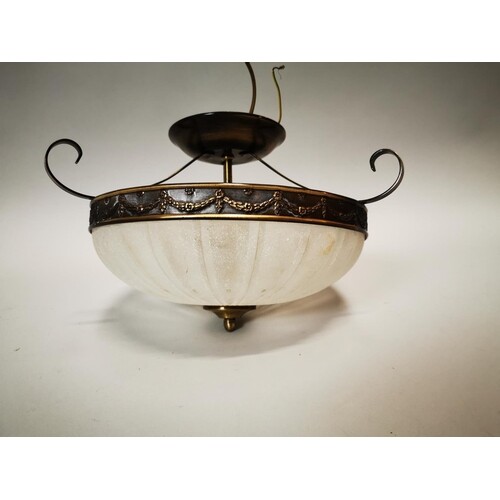 Brass and glass hanging lamp shade in the Empire style {24 c...
