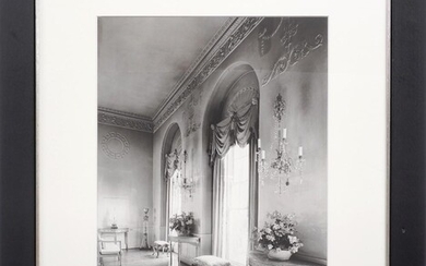 British School, mid-20th century- A group of framed black and white and colour photographs of country house and modernist interiors, each approximately 27 x 37cm or 37 x 27cm (7) Provenance: Property of Future PLC, removed from the offices of...
