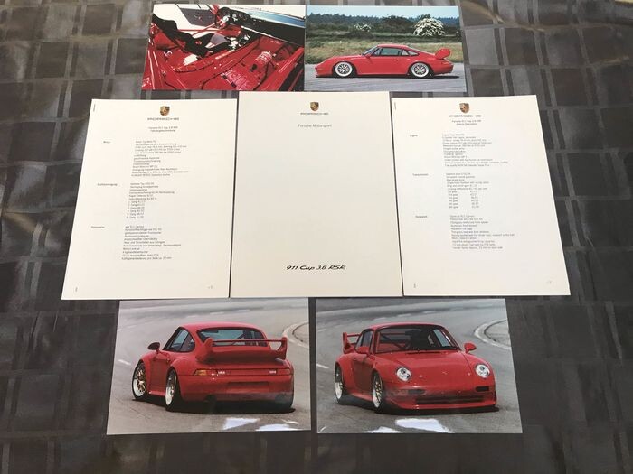 Brochures / catalogues - Porsche 911 Carrera RSR 3.8 CUP ( 993 ) voertuigaankoniding map fahrzeugbeschreibung description - Porsche - 1990-2000