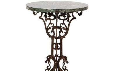 Bronze Griffin Marble Top Side Table