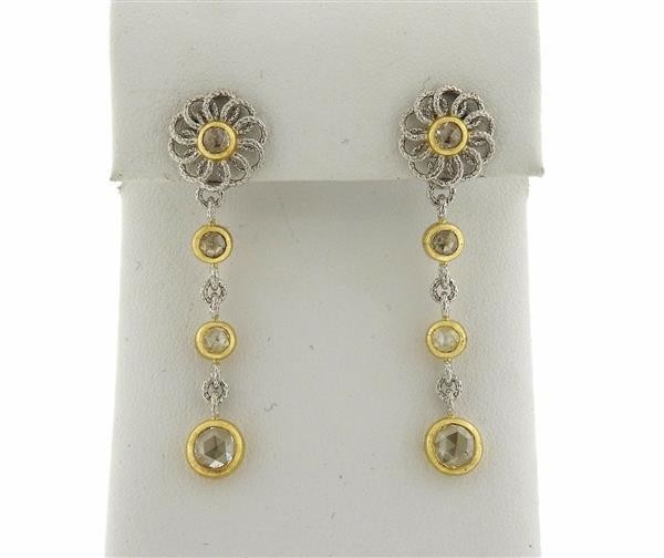 Buccellati 18K Gold Rose Cut Diamond Drop Earrings
