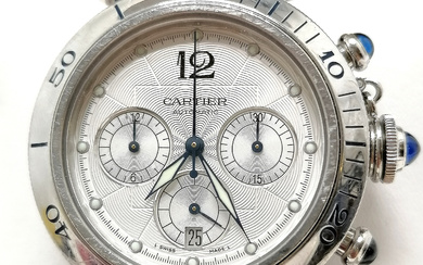 CARTIER PASHA MODEL 2113 STAINLESS STEEL GENTS CHRONOGRAPH AUTOMATIC WRISTWATCH.
