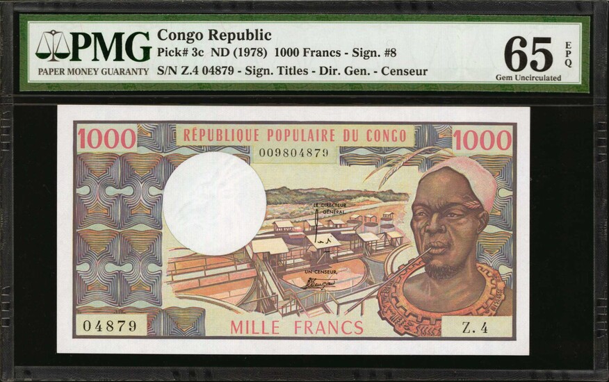 CONGO. Banque Des États De L'Afrique Centrale. 1000 Francs, ND (1978). P-3c. PMG Gem Uncirculated 65 EPQ.
